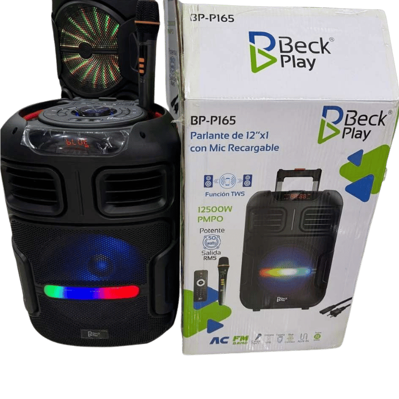 CABINA 12 PULGADAS BECK PLAY USB, BLUETOOHT,FM MICROFONO RECARGABLE